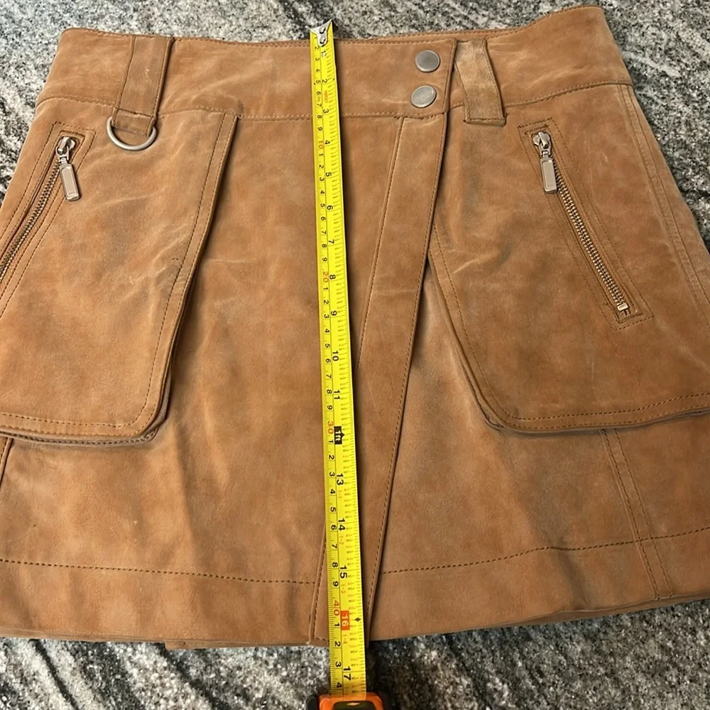 Free People Tan Carson Utility Faux Leather Wrap Skirt Size 4 - Picture 6 of 6